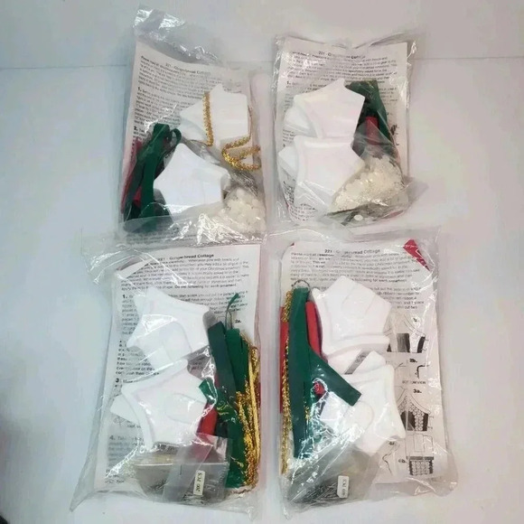 4 Holiday Time WINTER COTTAGE Sequined Gingerbread Christmas Ornament Kits - Picture 2 of 10